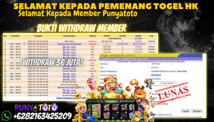 Bukti JP Togel Online Punyatoto - Togel Hongkong